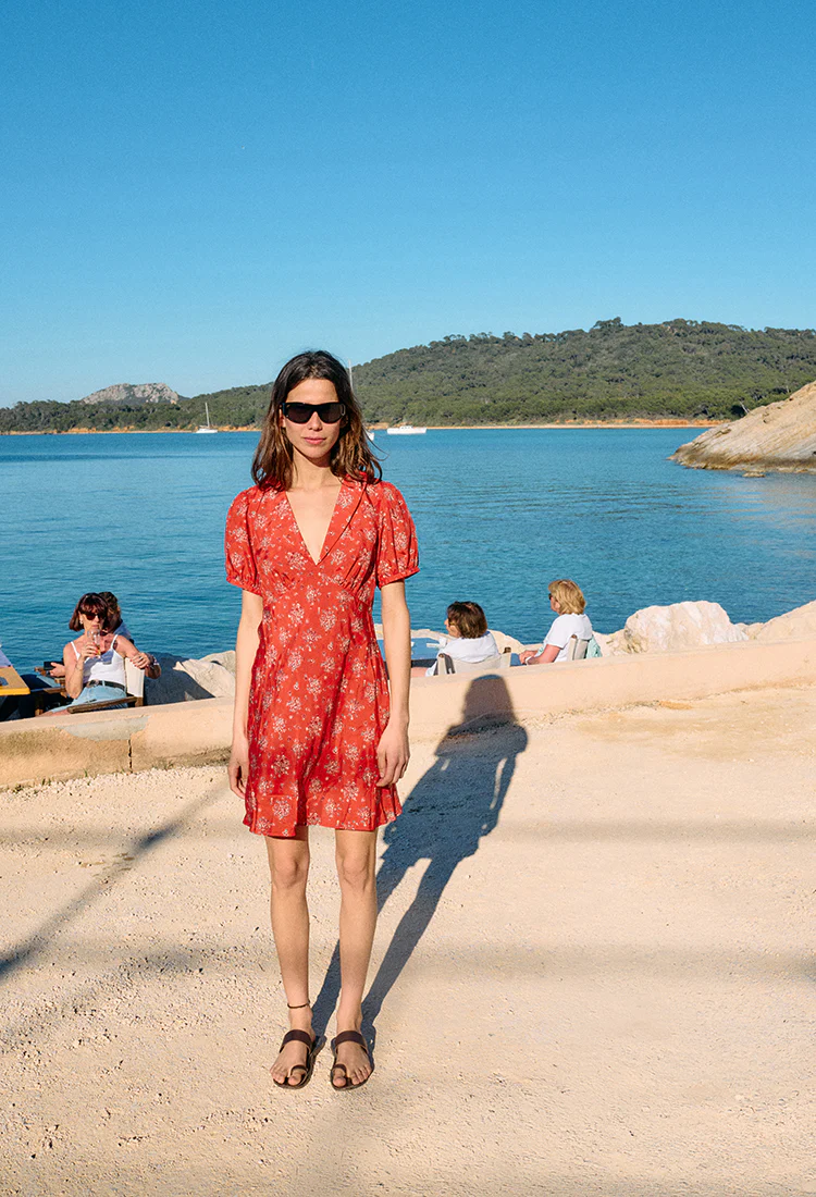 Alix Red Begonia Silk Dress