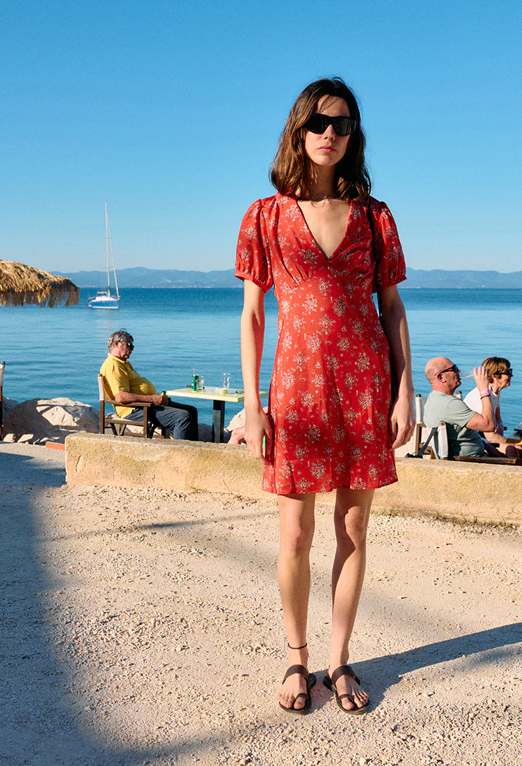 Alix Red Begonia Silk Dress - Image 2