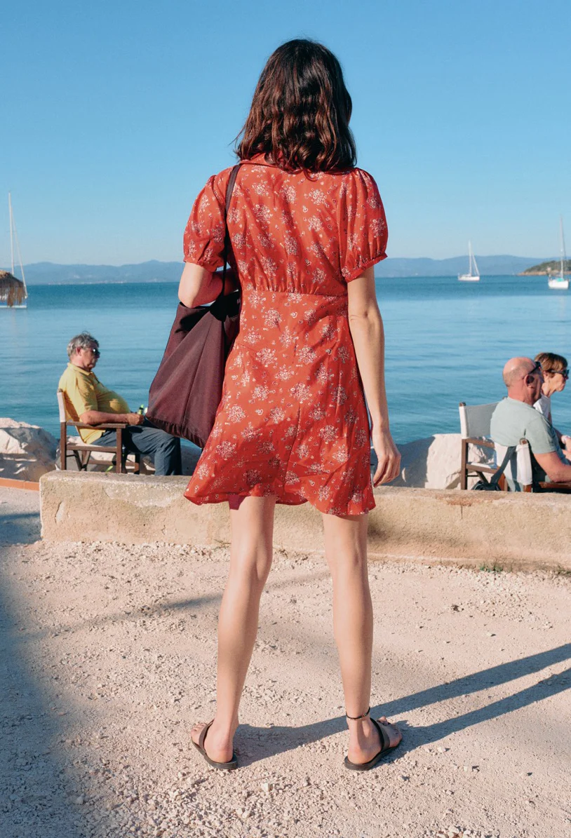 Alix Red Begonia Silk Dress - Image 3