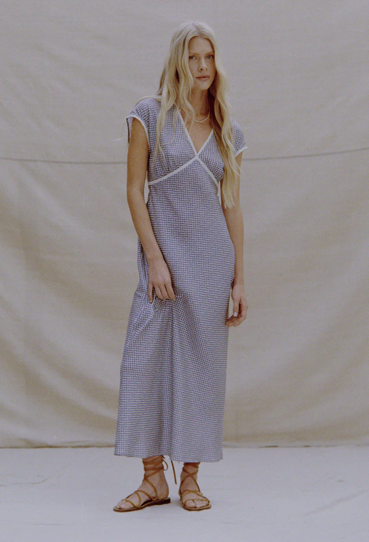Indine Gingham Silk Dress