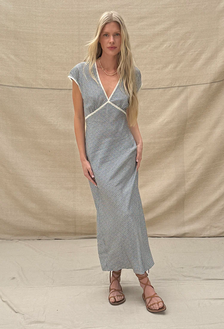 Indine Gingham Silk Dress - Image 2