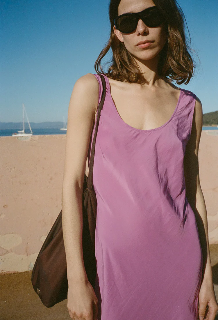 Leticia Orchid Satin Dress - Image 2