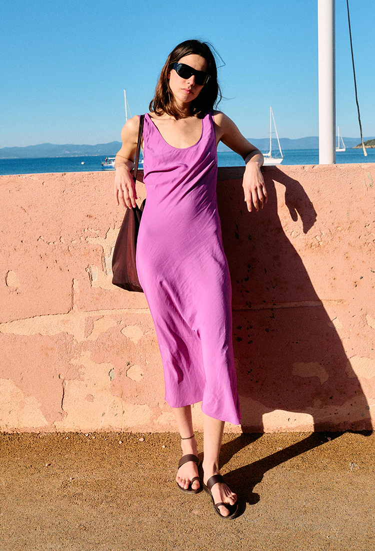 Leticia Orchid Satin Dress - Image 3
