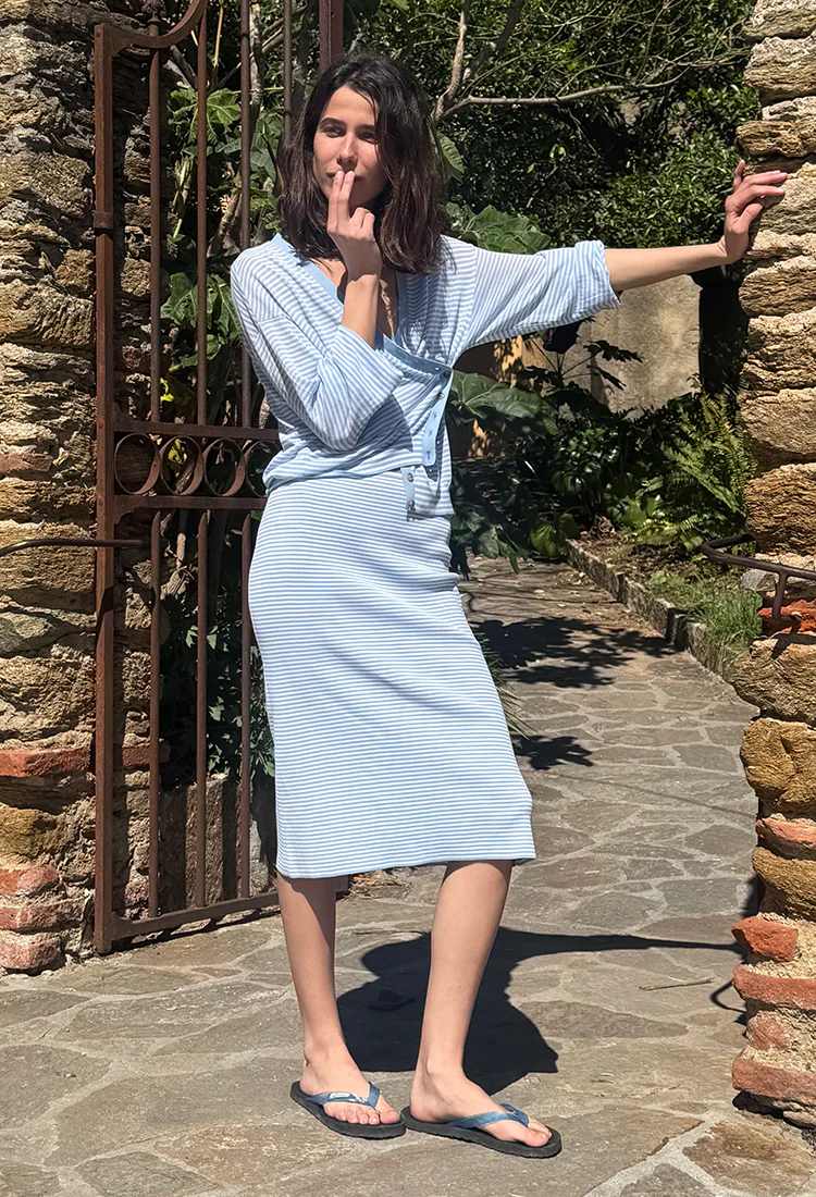Faye Periwinkle Sheer Knit Skirt