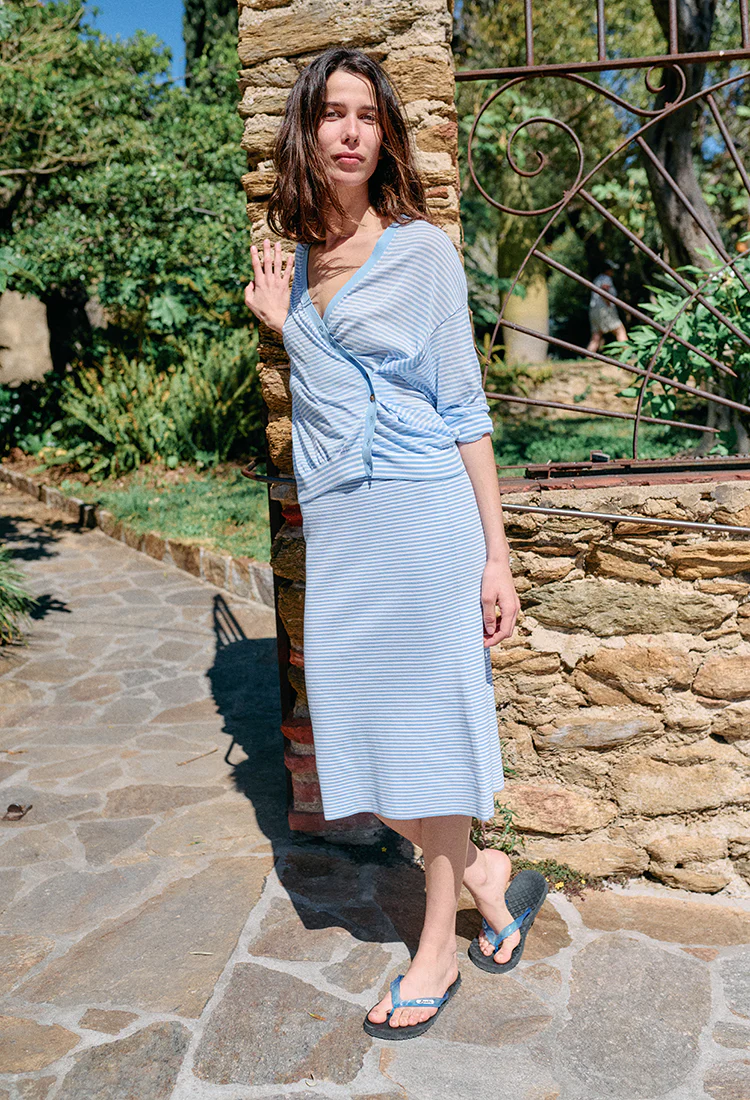 Faye Periwinkle Sheer Knit Skirt - Image 4