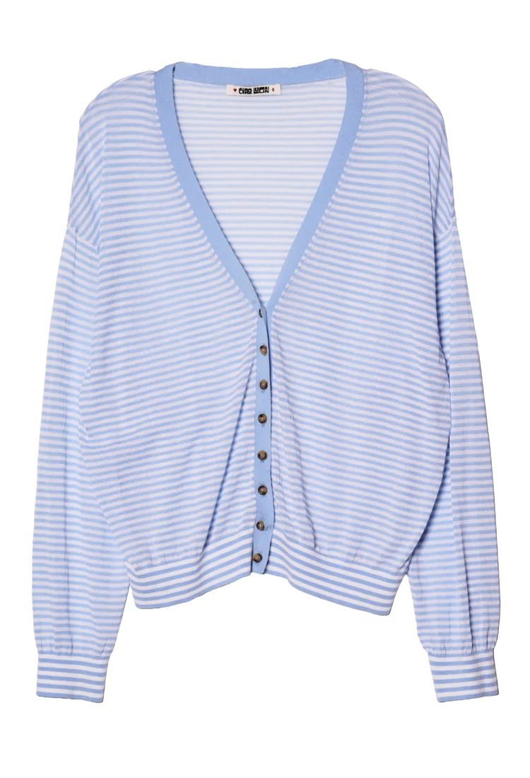Jorgie Periwinkle Sheer Knit Cardigan - Image 4