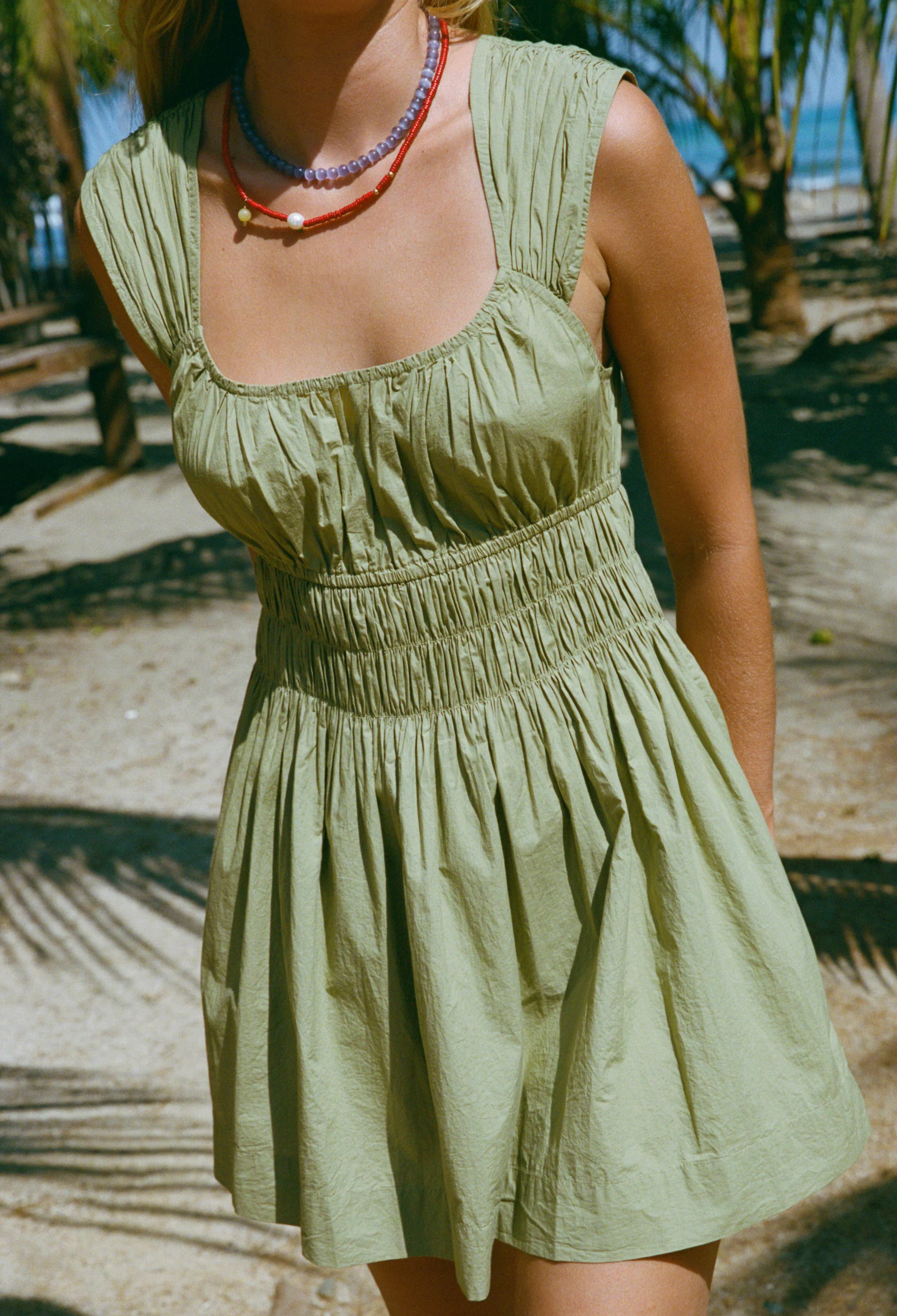 Abella Khaki Washed Cotton Poplin Dress - Image 5