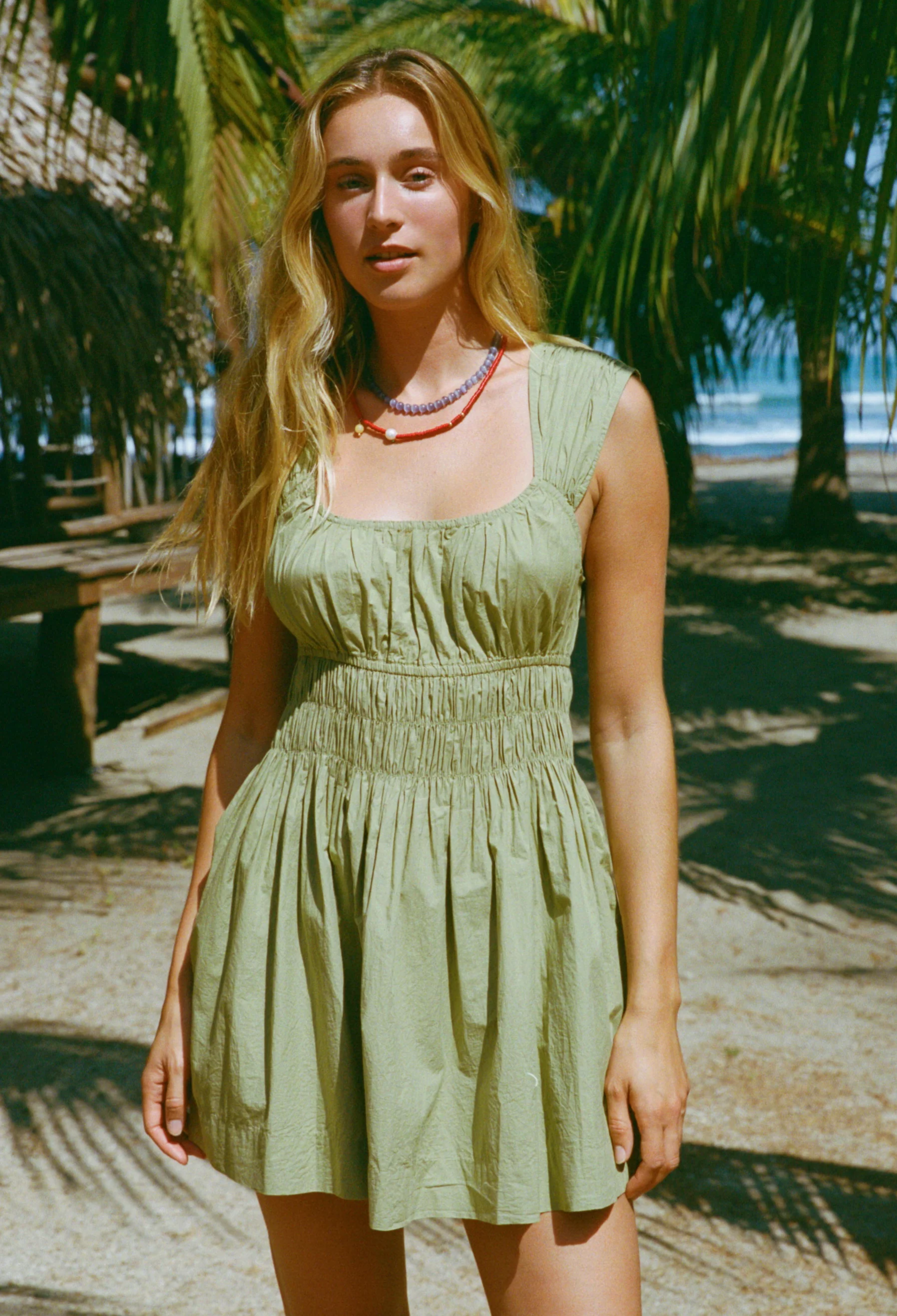 Abella Khaki Washed Cotton Poplin Dress - Image 6