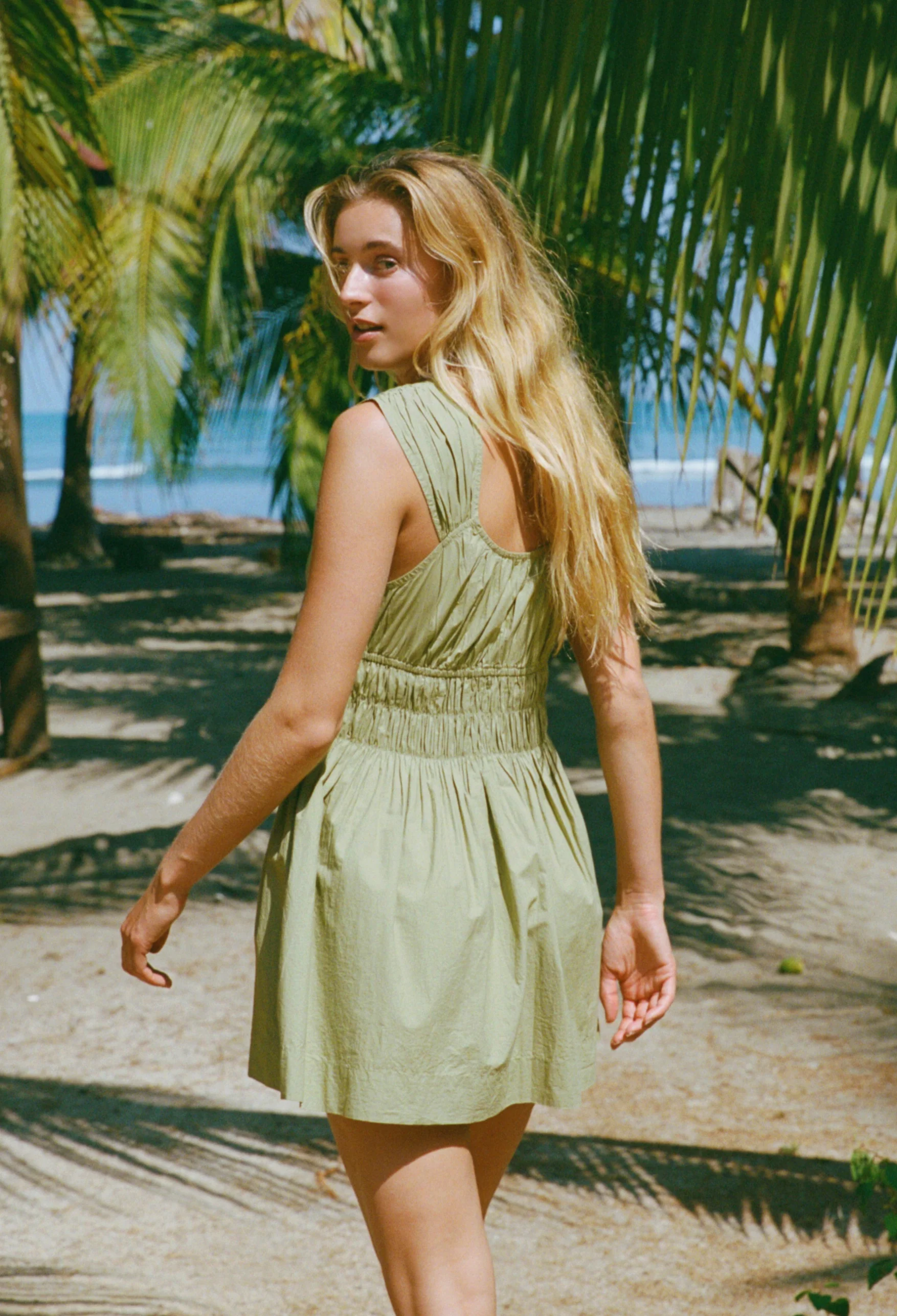 Abella Khaki Washed Cotton Poplin Dress - Image 7