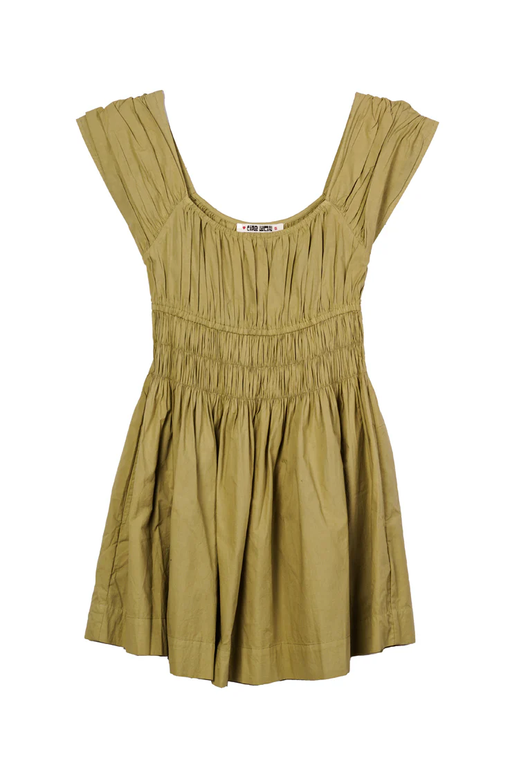 Abella Khaki Washed Cotton Poplin Dress - Image 8