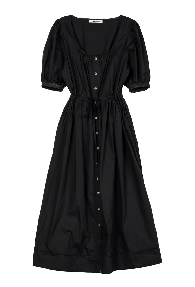 Albertine Black Cotton Dress - Image 4