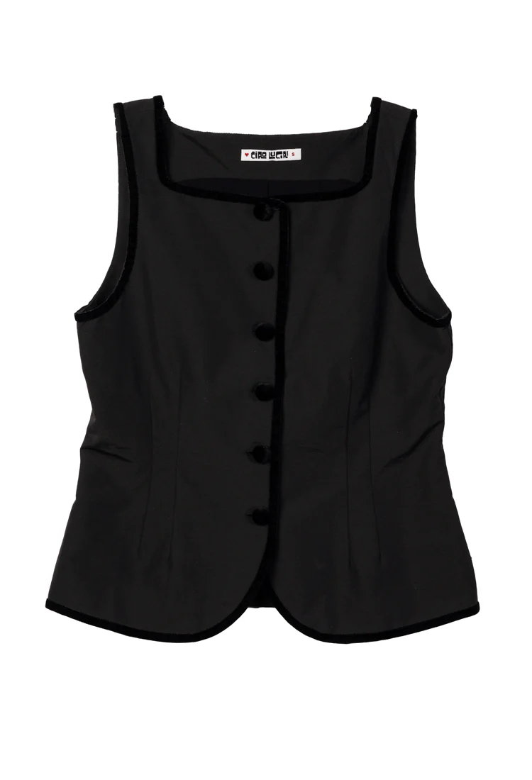 Amira Faille Velvet Trim Sleeveless Top - Image 3