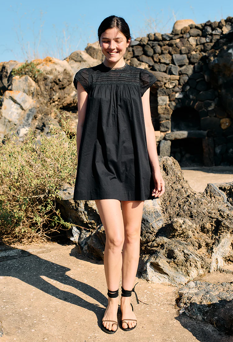 Anabela Black Cotton Mini Dress - Image 2