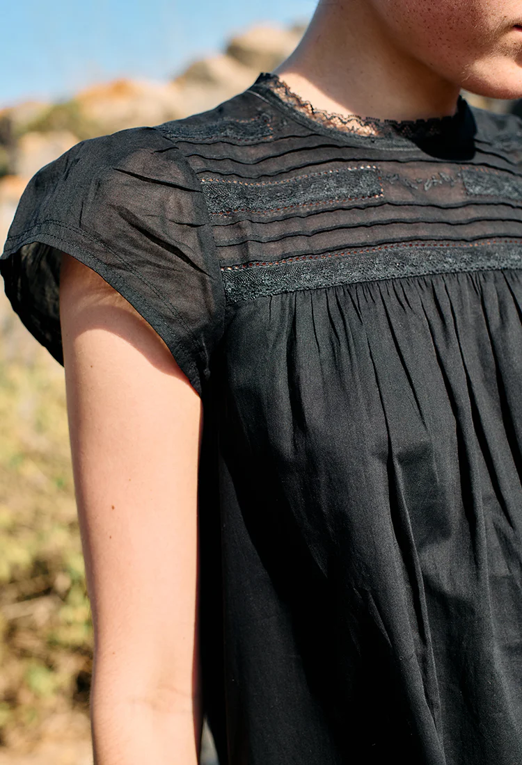Anabela Black Cotton Mini Dress - Image 4