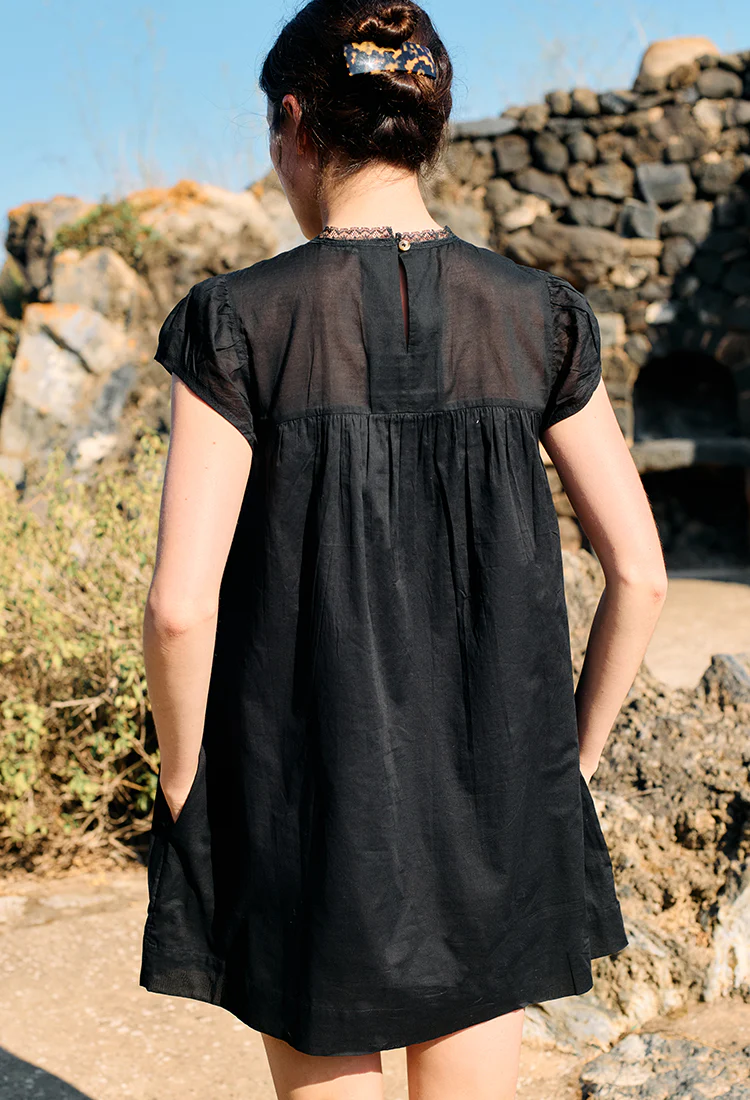 Anabela Black Cotton Mini Dress - Image 5