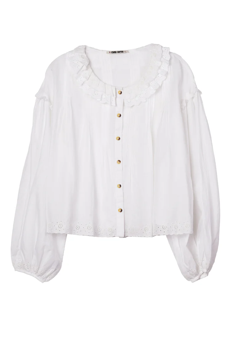 Anaia White Embroidered Cotton Top - Image 3