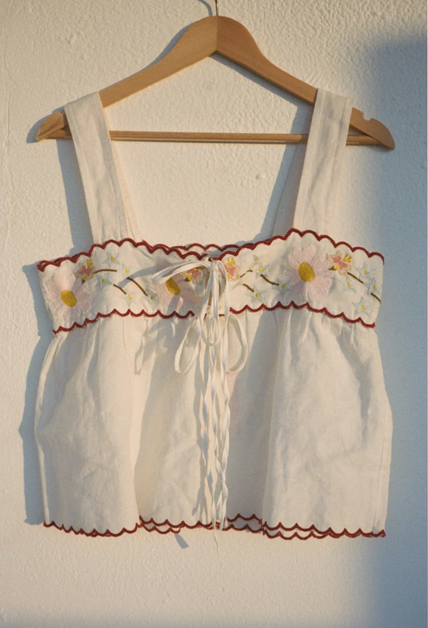 Ander White Embroidered Linen Top - Image 7