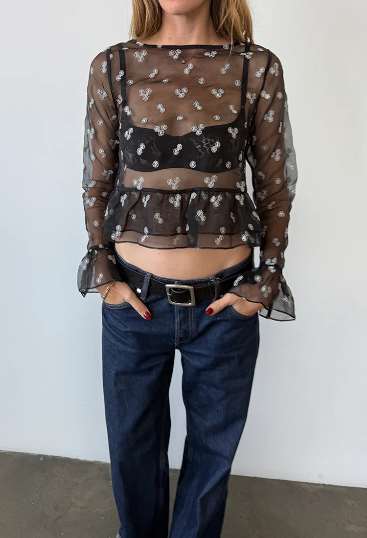 Andria Black Organza Top - Image 6