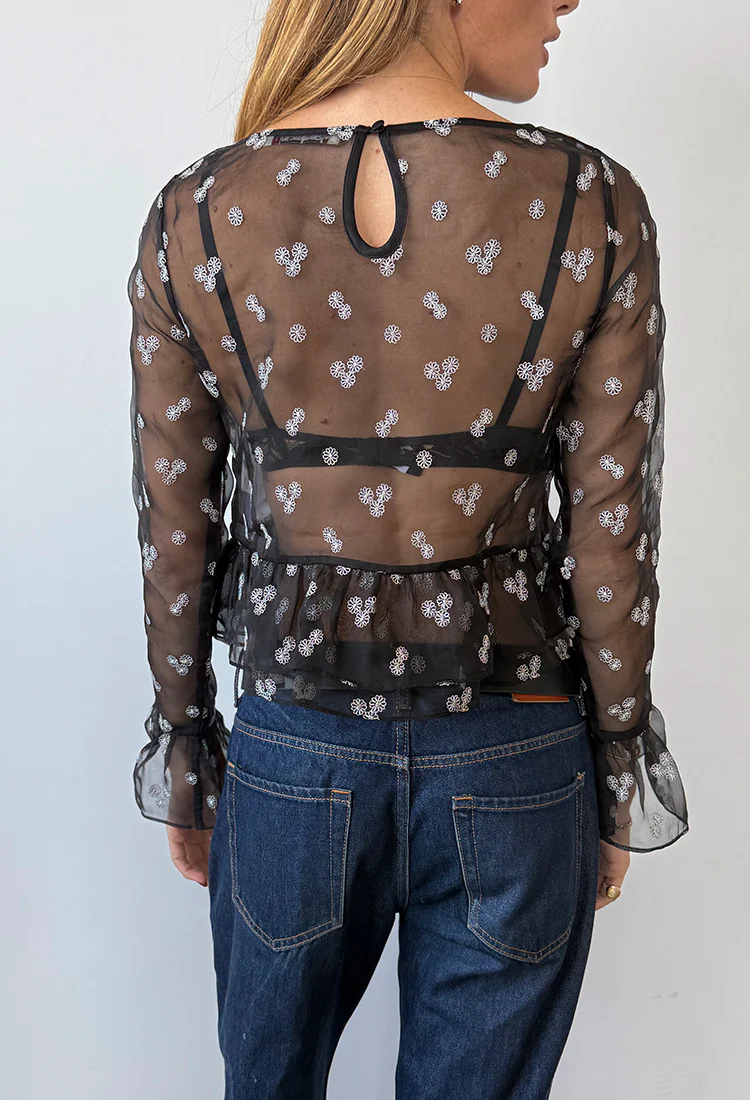 Andria Black Organza Top - Image 7