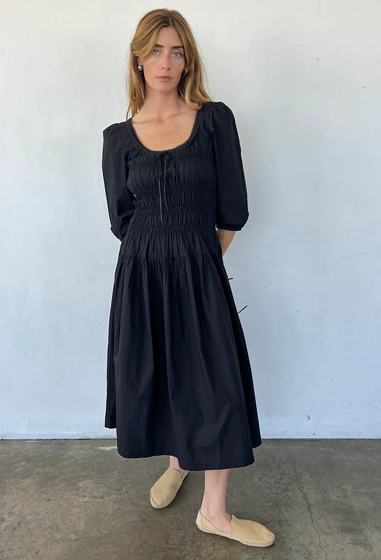 Andrine Dress Black Cotton Poplin - Image 4