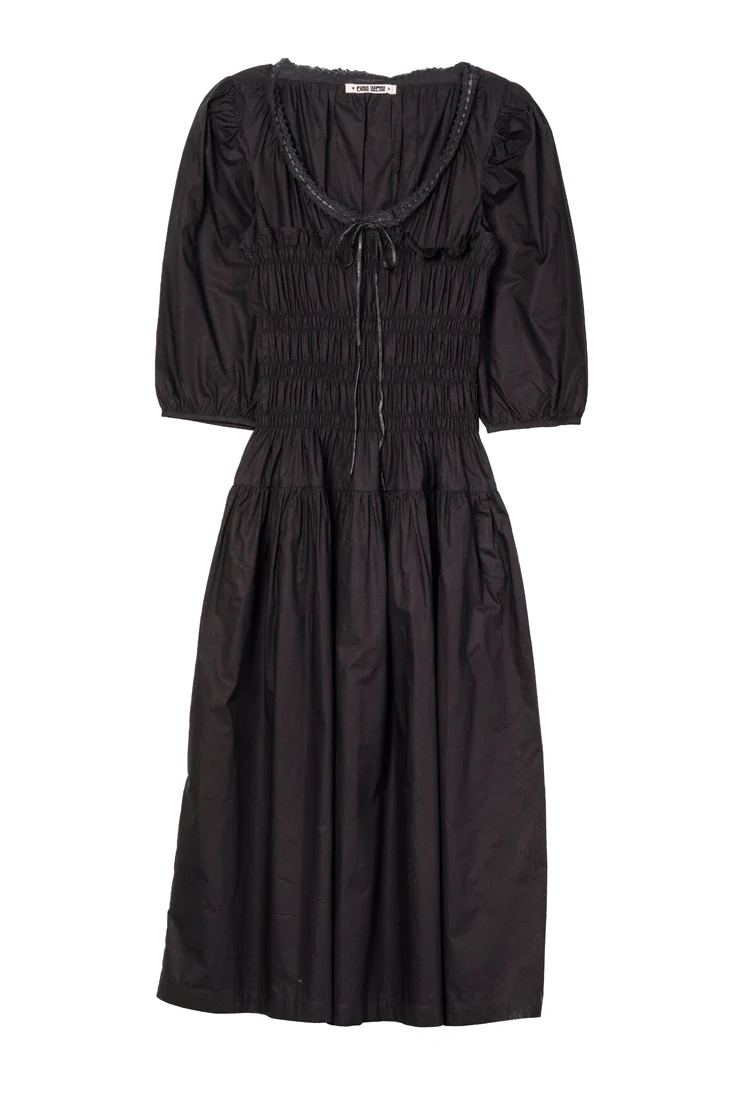 Andrine Dress Black Cotton Poplin - Image 5