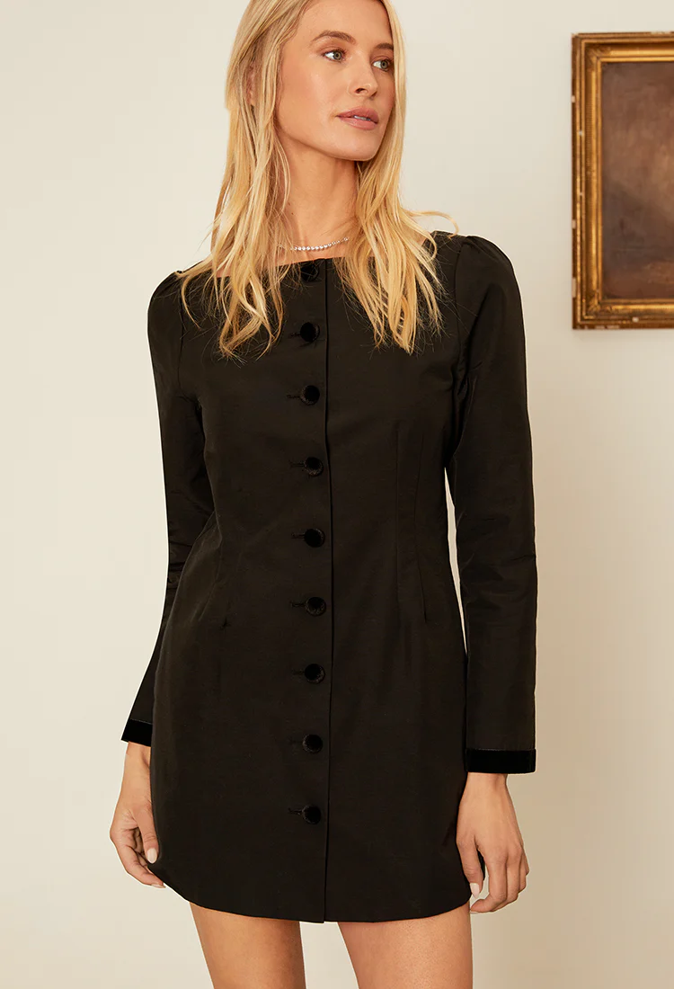 Antoinette Faille Button Down Mini Dress - Image 3