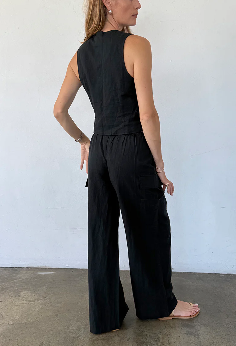 Argento Black Linen Vest - Image 4