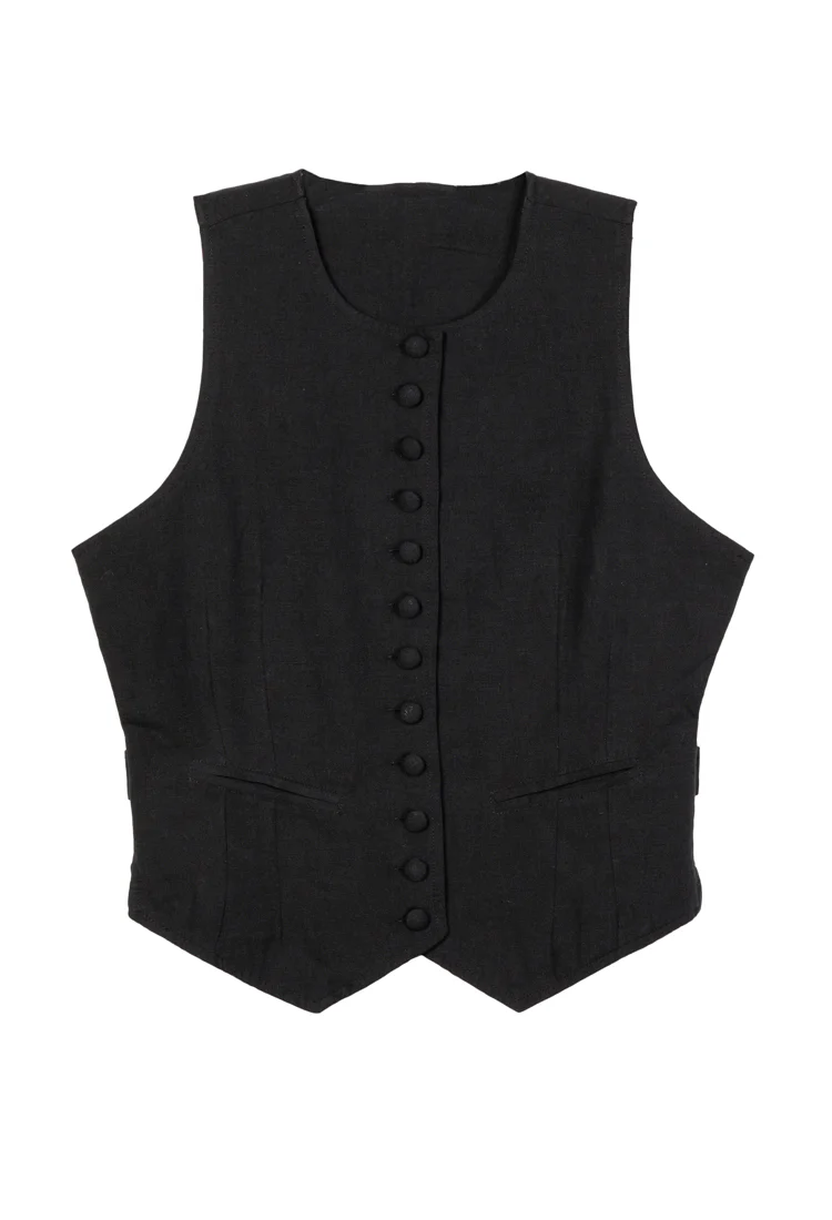 Argento Black Linen Vest - Image 7