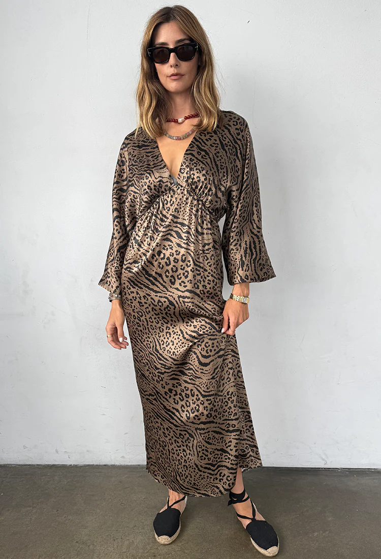 Asta Leopard Printed Silk Charmeuse Dress - Image 5
