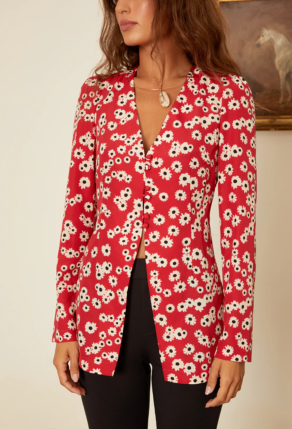 Augustine Peony Print Long Sleeved Top - Image 2