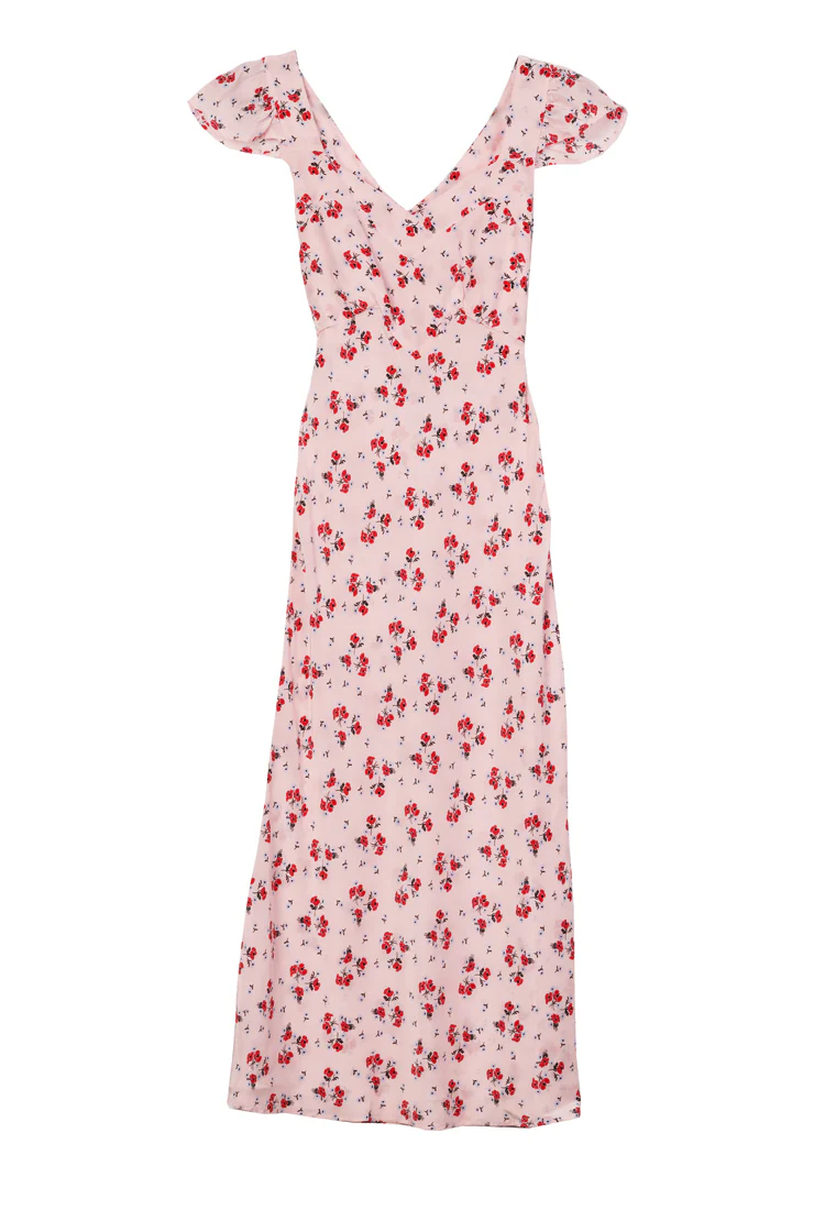 Aurora Geranium Print Silk Midi Dress - Image 8
