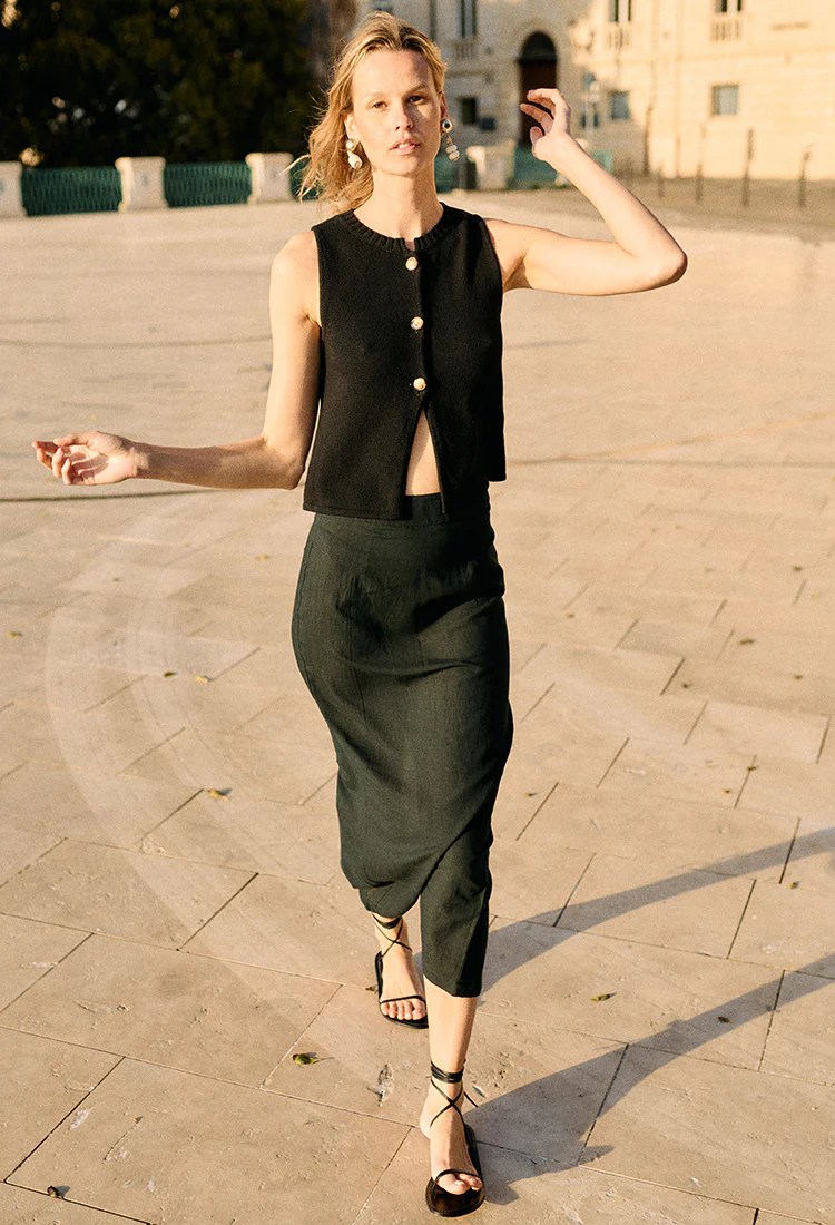 Borgia Black Linen Skirt - Image 6