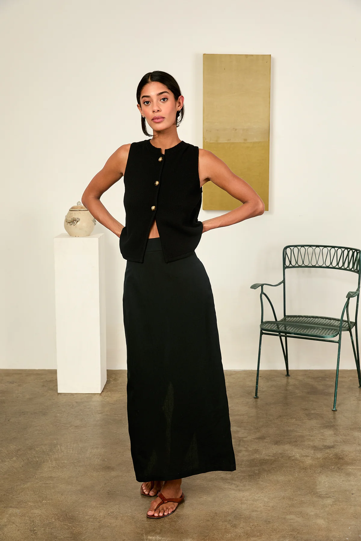 Borgia Black Linen Skirt - Image 8