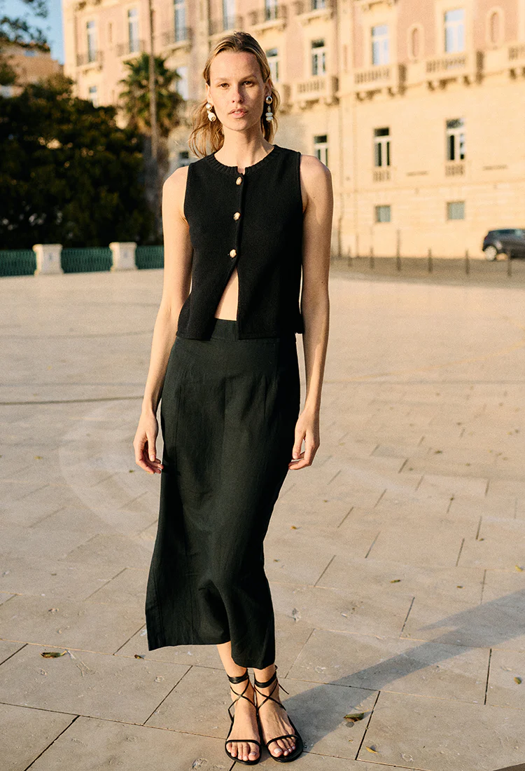 Borgia Black Linen Skirt - Image 9