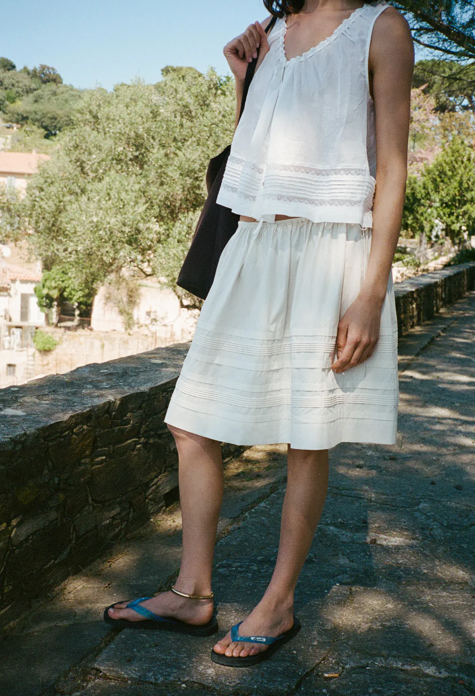 Bria Ivory Cotton Poplin Skirt
