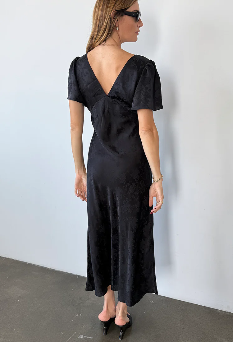Brunello Black Jacquard Dress - Image 5