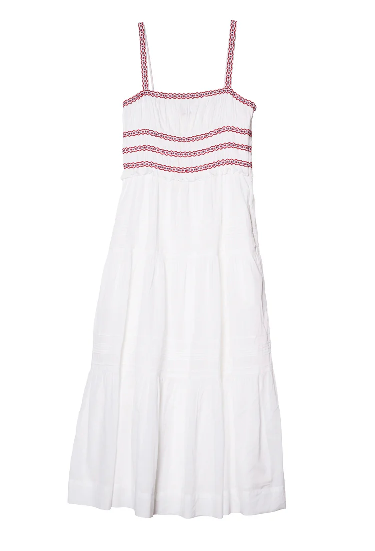 Carolyne Floral Embroidered White Voile Dress - Image 7