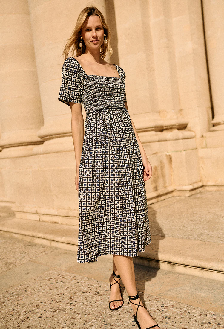 Cassani Solar Print Cotton Poplin Dress - Image 5