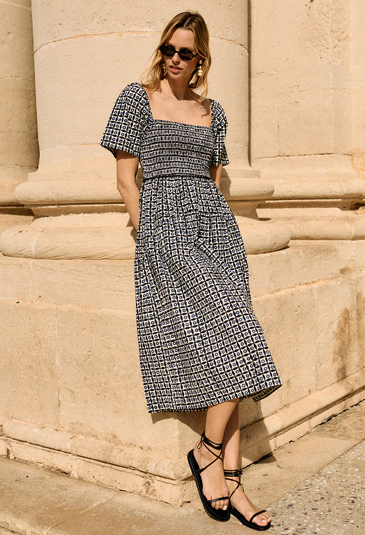 Cassani Solar Print Cotton Poplin Dress - Image 7