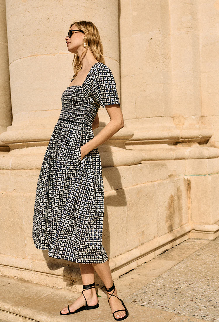 Cassani Solar Print Cotton Poplin Dress - Image 8