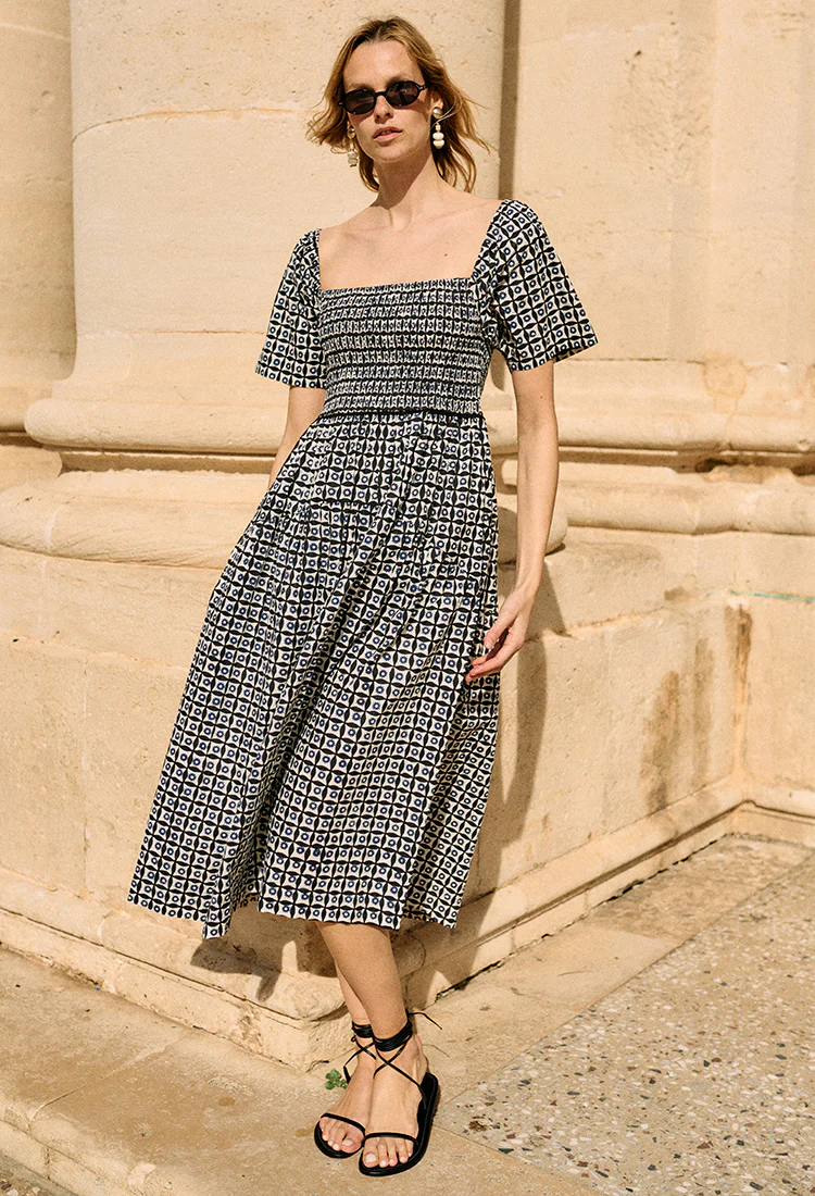 Cassani Solar Print Cotton Poplin Dress - Image 9