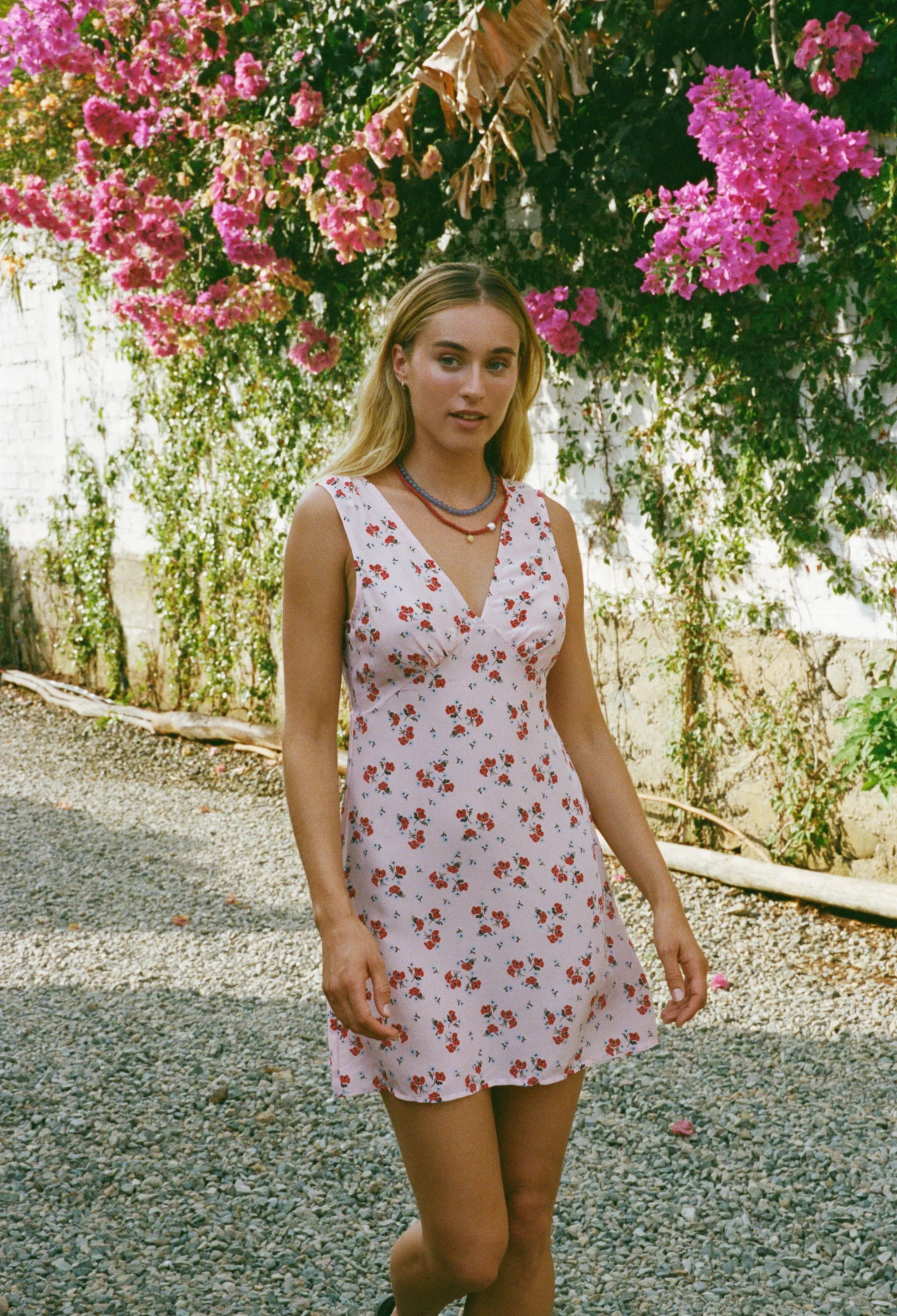 Castelo Geranium Print Silk Mini Dress - Image 3