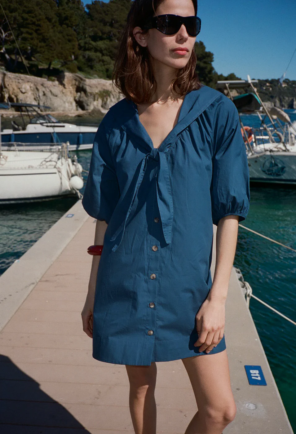 Clara Midnight Cotton Poplin Dress