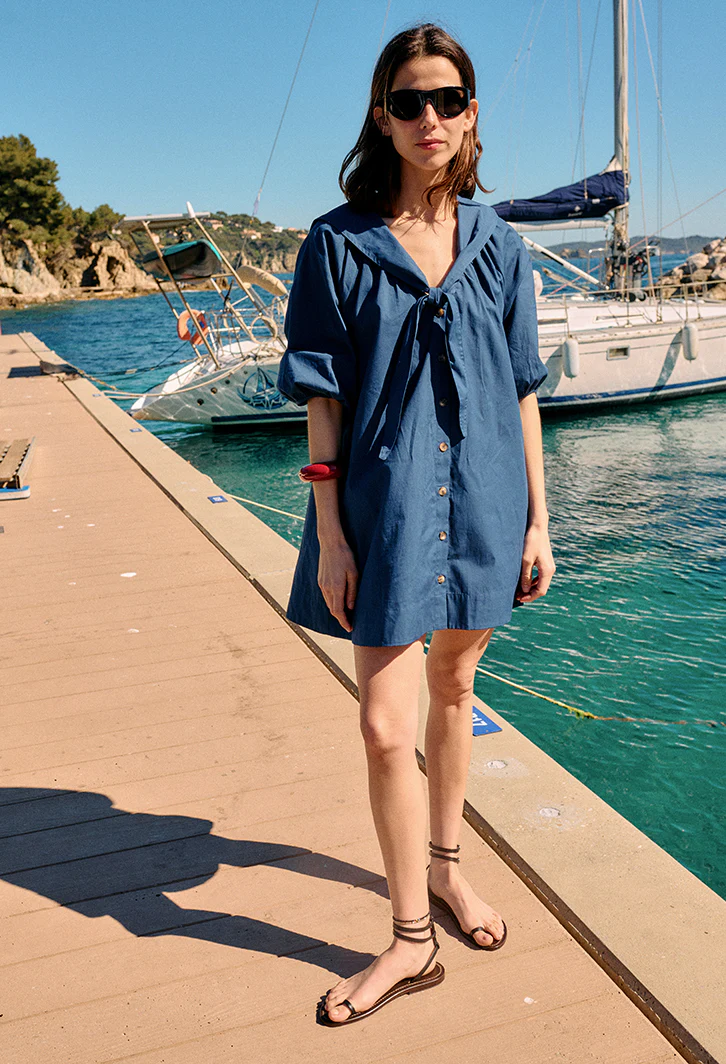 Clara Midnight Cotton Poplin Dress - Image 2