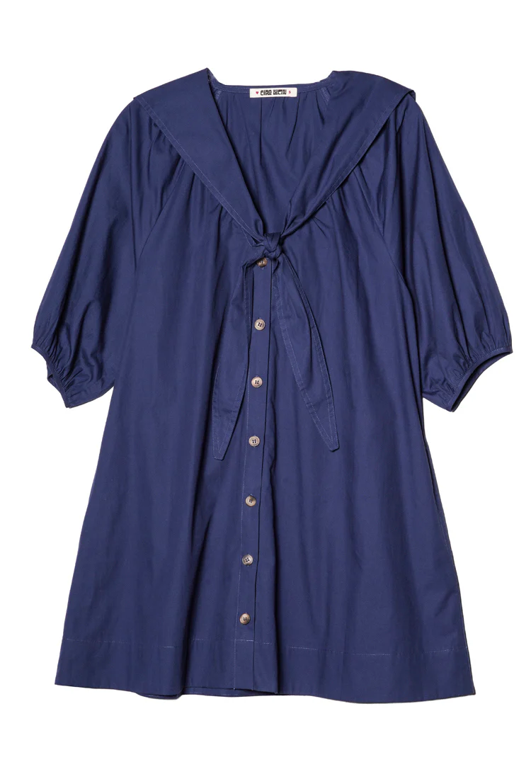 Clara Midnight Cotton Poplin Dress - Image 4