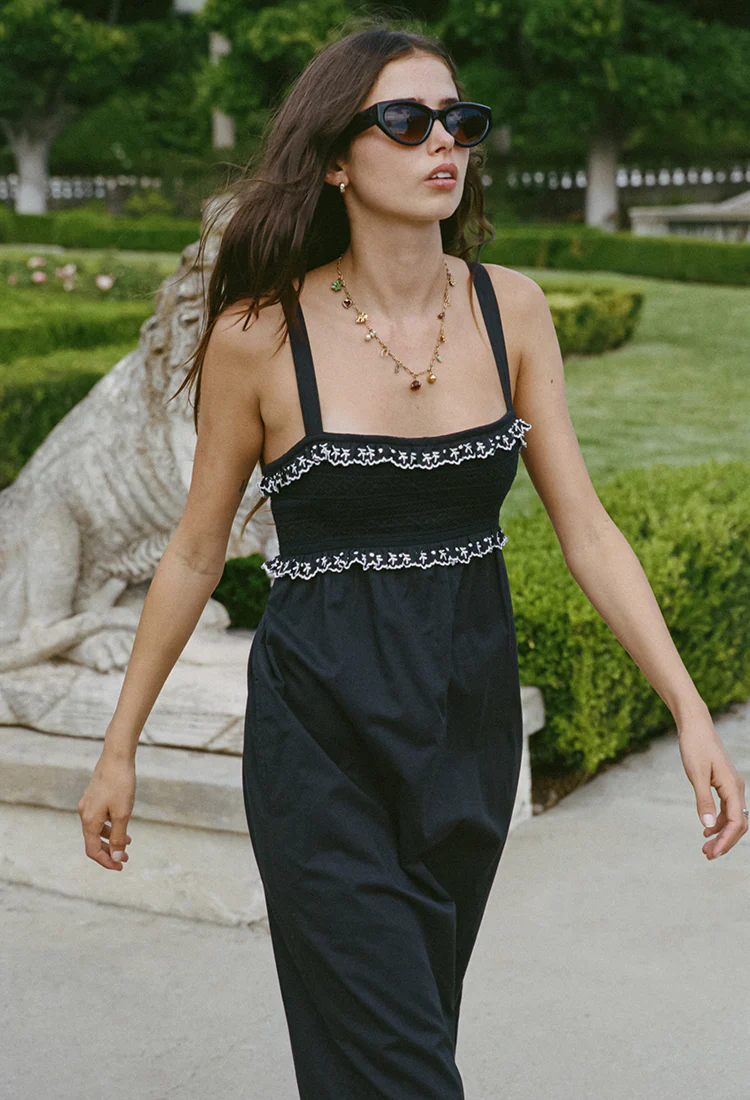 Dalla Black Cotton Dress - Image 5