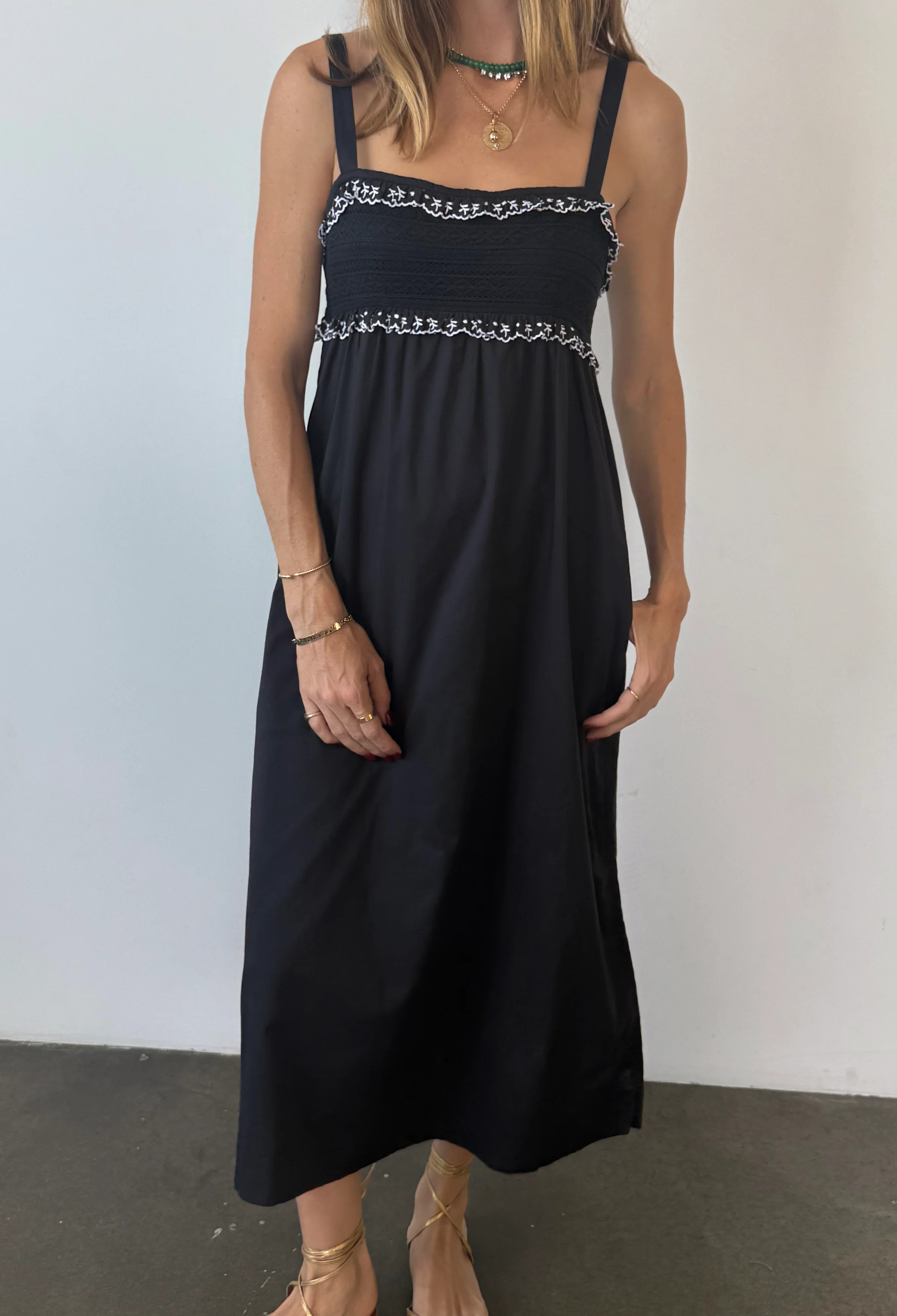 Dalla Black Cotton Dress - Image 6