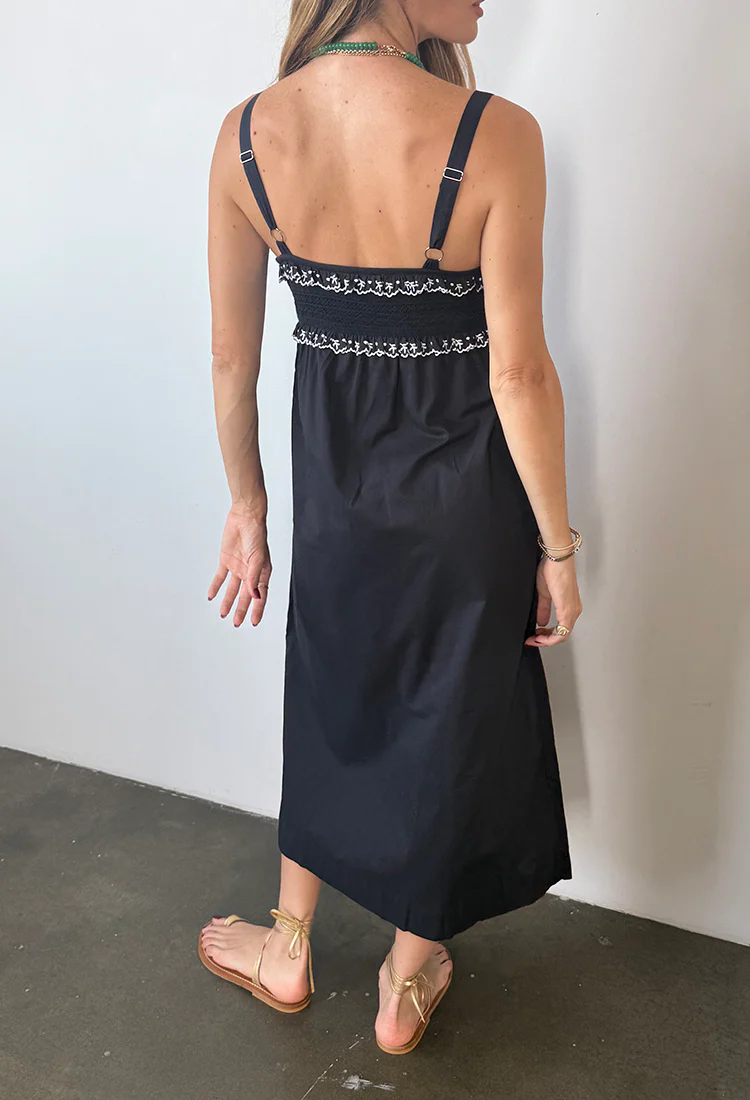 Dalla Black Cotton Dress - Image 8