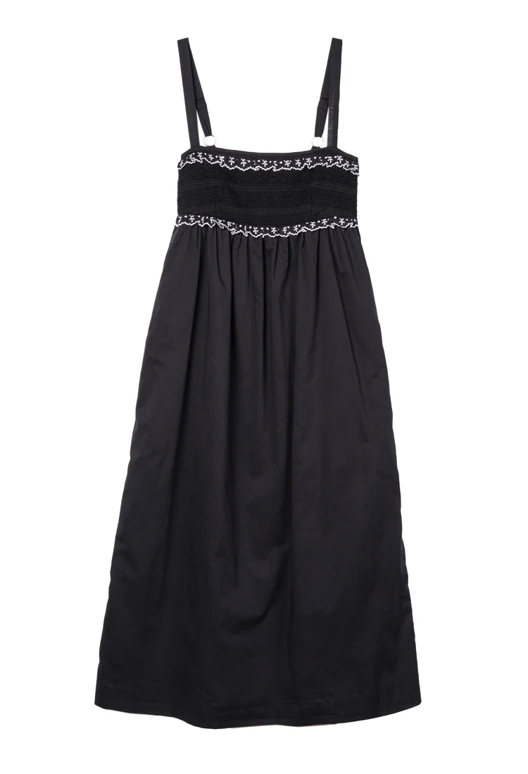 Dalla Black Cotton Dress - Image 9