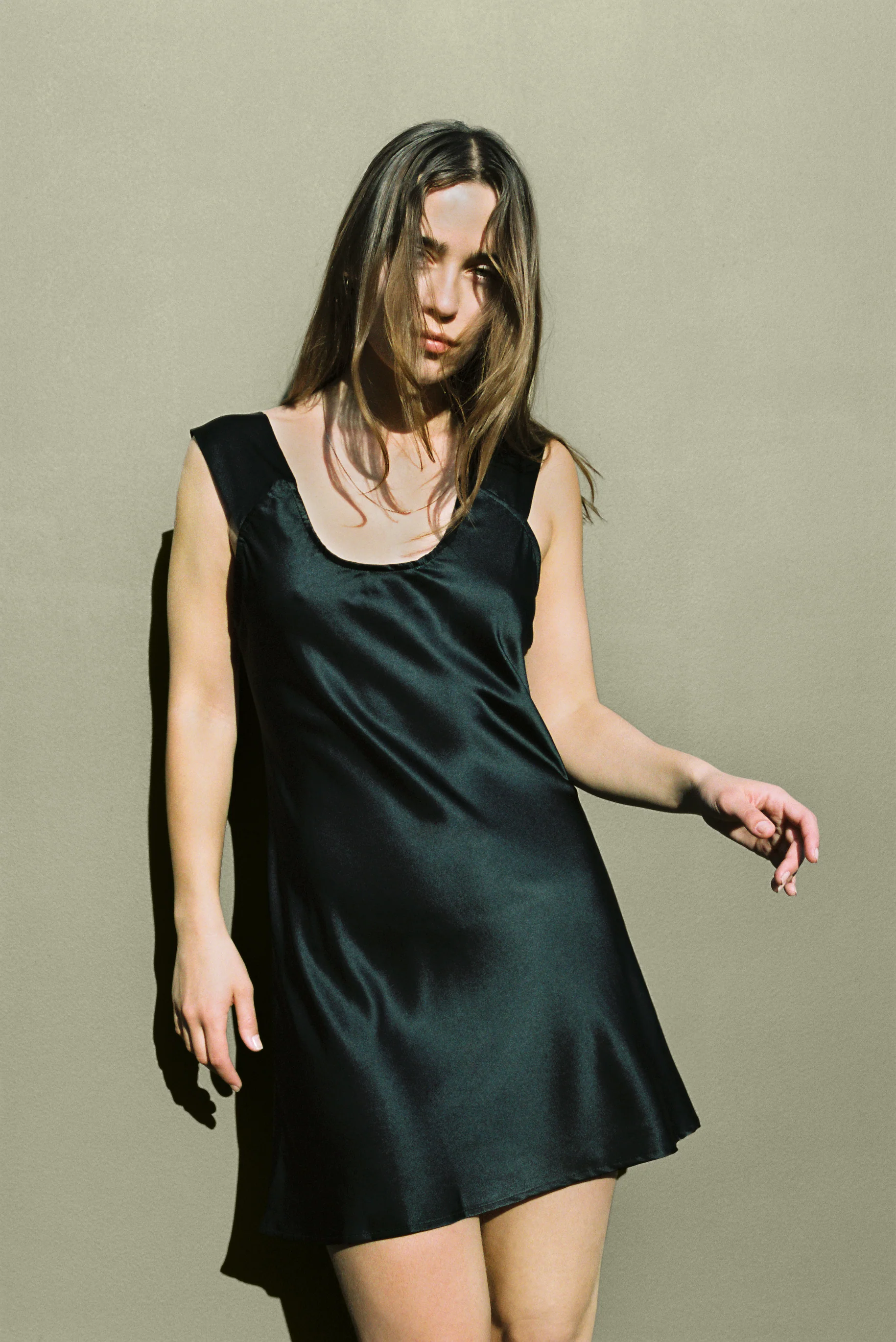 Dila Dress Black Charmeuse - Image 4